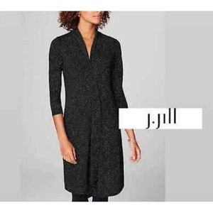 New! J. Jill Wearever Black and White Polka Dot Faux Wrap Dress